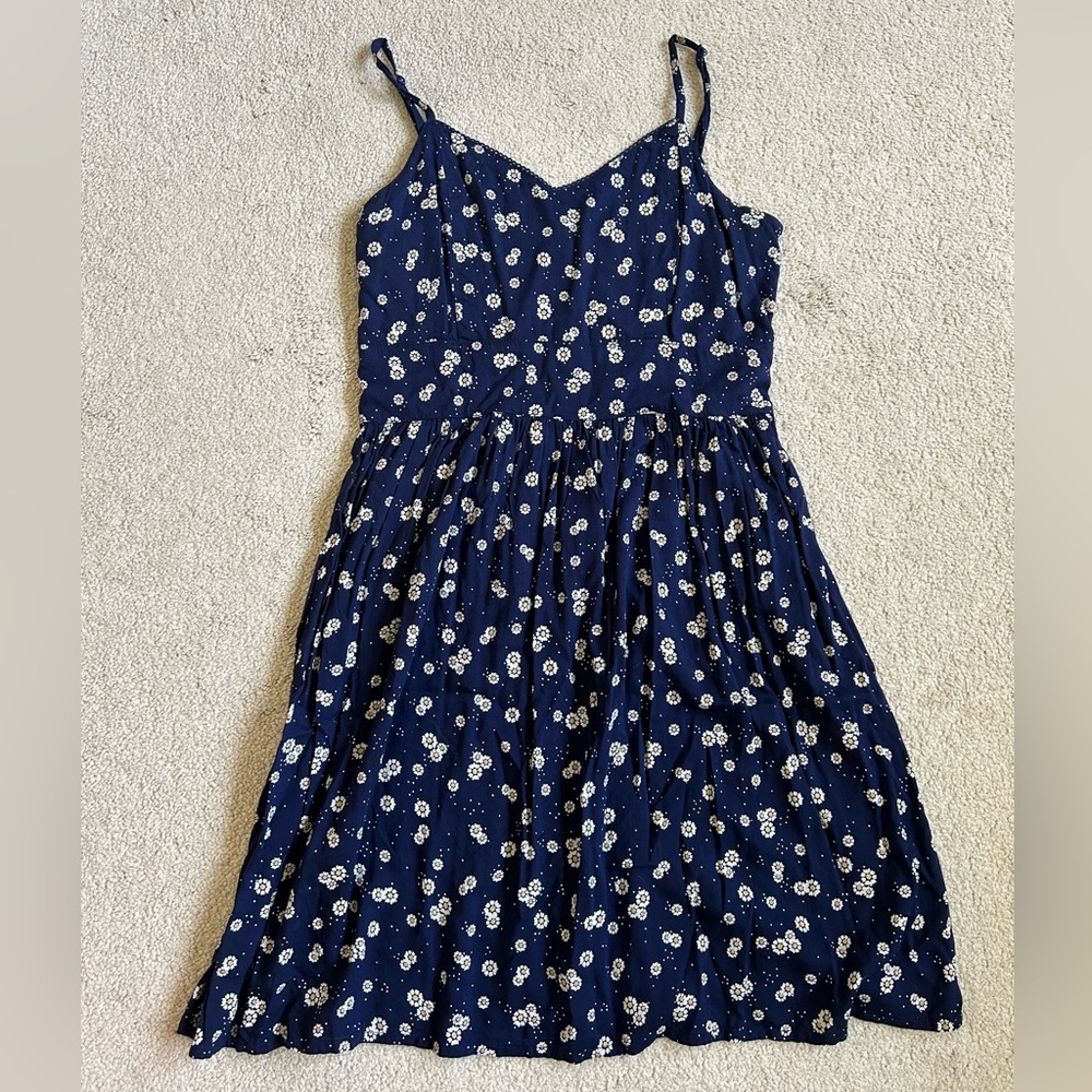 Blue Floral Spaghetti Strap Sundress